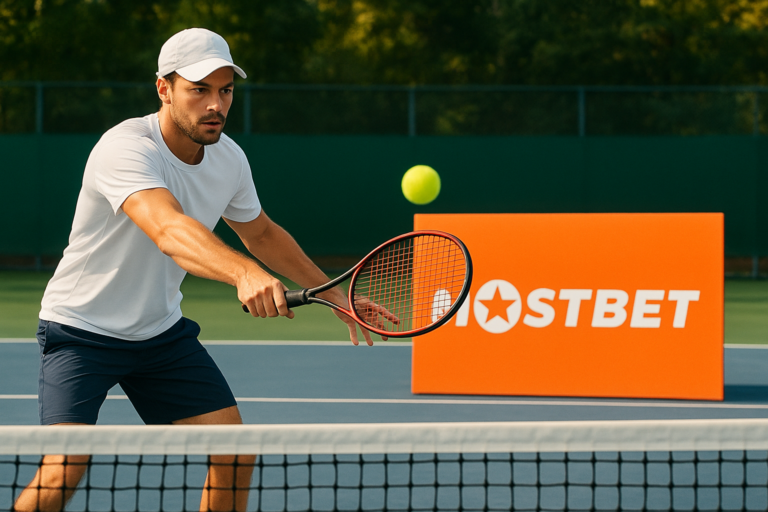 Tenista ETJC sloužící na kurtu