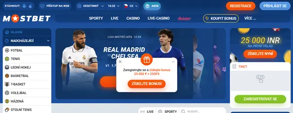 Bonusy za první vklad na Mostbet